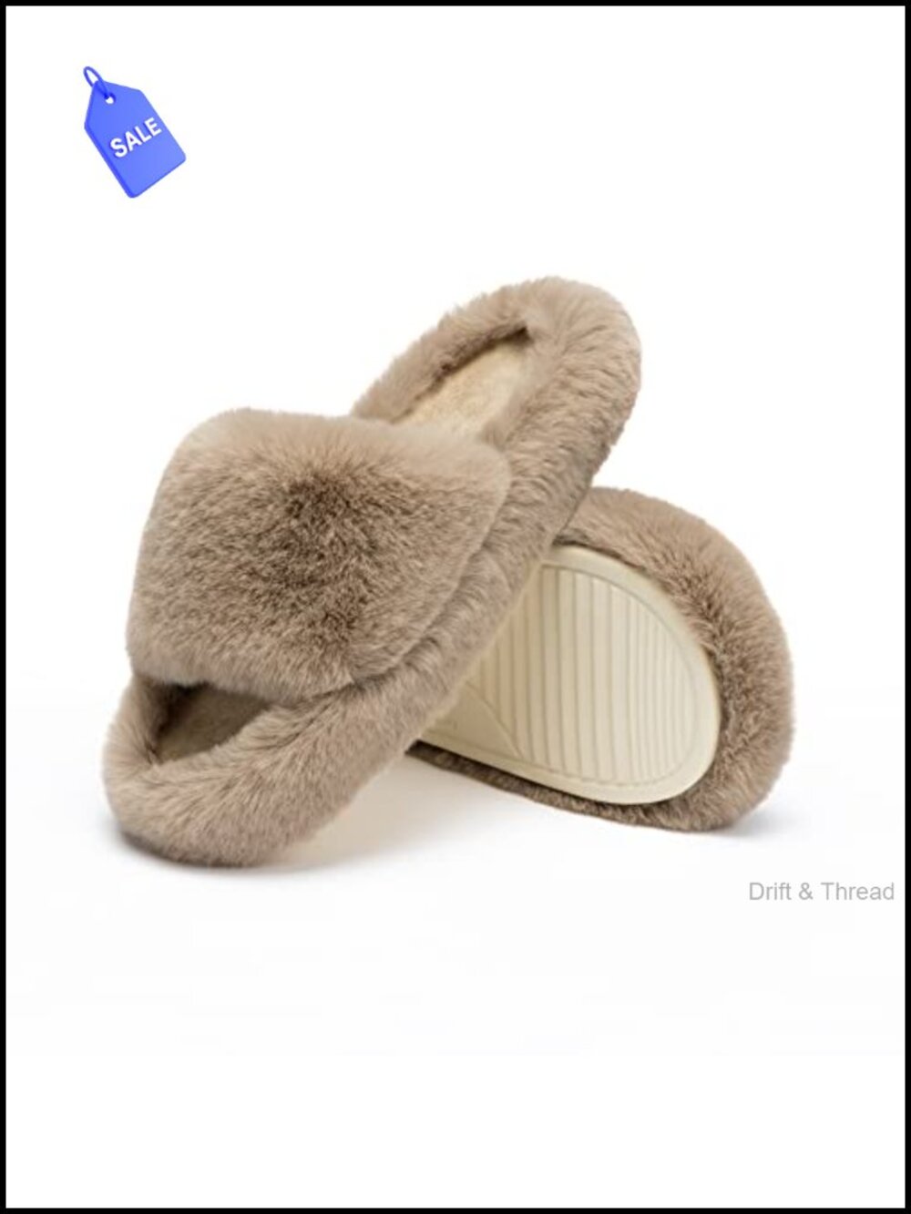Womens Memory Foam Slippers Faux Fur Lined Open Toe Comfy Anti-Skid House Slide